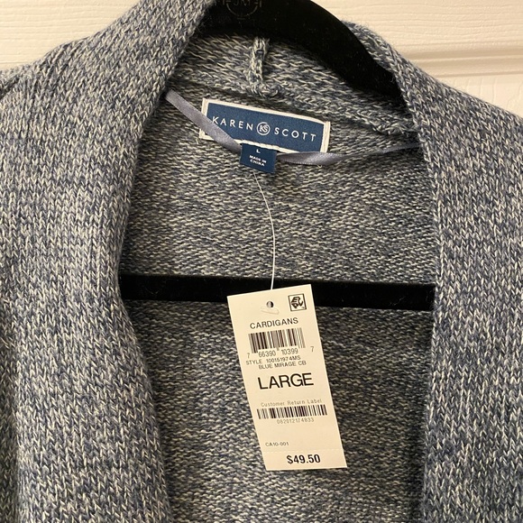 Karen Scott Cotton Turbo-Print Open Cardigan - Picture 4 of 8